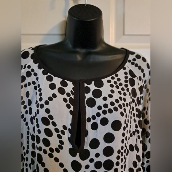 Chicos 100%silk semi-sheer polka-dot blouse size large - Picture 7 of 9